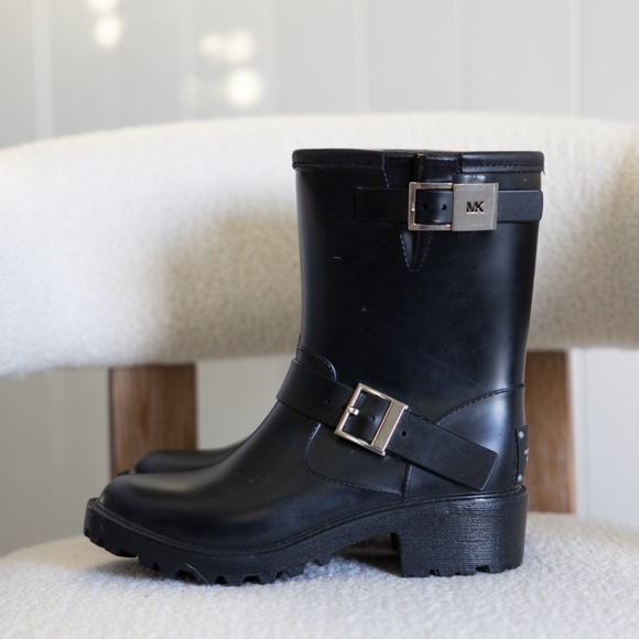 Michael Kors Moto Style Calf Height Rain Boots size US Womens 7 - Picture 3 of 14